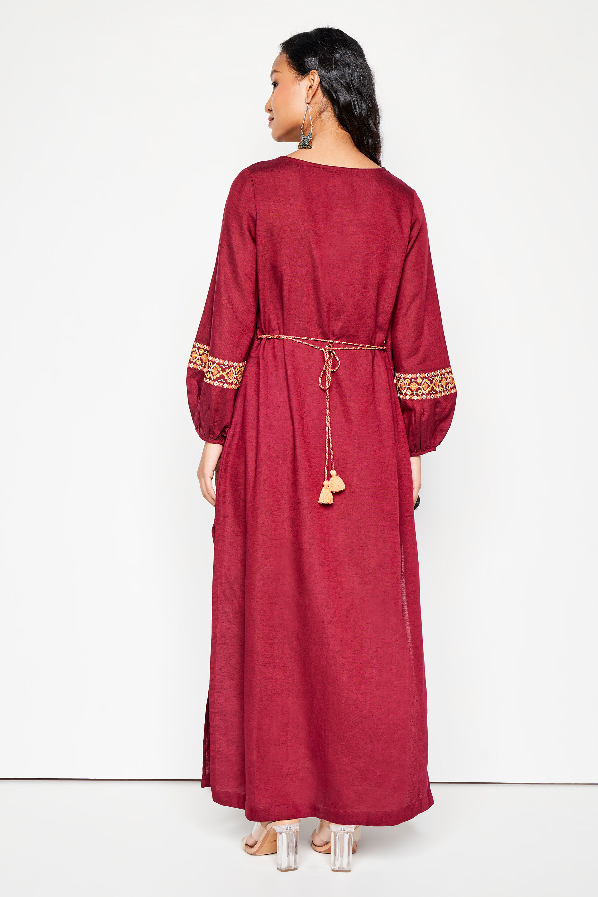 Global desi maroon maxi dress best sale